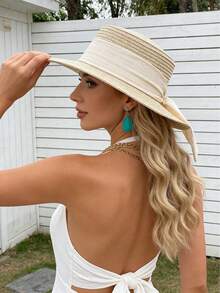 1pc Women's Fashionable Summer Beach Sun Hat - A - View 2