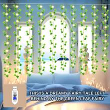 1PC, 90LED Fairy String Leaf LED Lights Ivy Vine Hanging Curtain Lights Artificial Garland 8 Lighting Modes USB Powered Green Plant Vine Lights For Bedroom Wall Garden Wedding Party Christmas Decor (Without Battery) - LED String Light - View 2