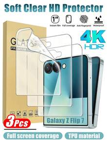 3片裝 - Galaxy Z Flip 7 2025 前螢幕螢幕保護貼，全覆蓋 TPU 薄膜，相容手機殼，高解析透明，觸感滑順，觸控靈敏，高透光率與色彩還原，防刮耐磨且防指紋，相容 Galaxy Z Flip 6/Galaxy Z Flip 5，日常通勤必備手機配件 - 無色 - 查看 10