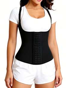 1pc New Women's Summer Breathable Sauna Waist Trainer Vest, Fitness Training Waist Belt, Sweat-Wicking Slimming Women's North Boundary, Neoprene Tight Waist Cincher With 4 Rows Of Hooks, Suitable For Weight Loss, Fitness, Yoga And Running - Black - View 1