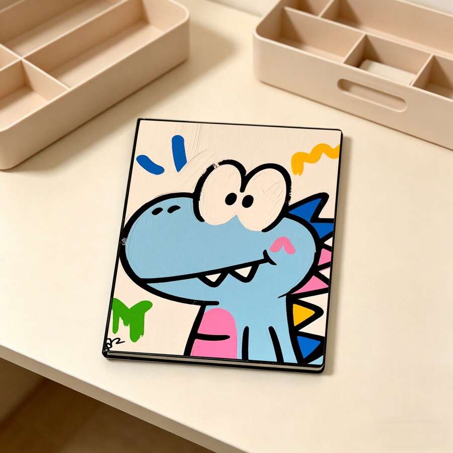 Sổ tay bìa cứng A5 hình khủng long xanh Kawaii - màu đen - Xem 1
