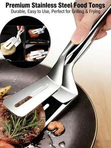 1 Stück Edelstahl Bratspachtel, Edelstahl Spachtel und Klemme, ein multifunktionales Werkzeug geeignet für Steaks und Grillgerichte, Fischspachtel, Brot-Sandwich, Lebensmittel-Wender, Steak-Klemme, Outdoor-Picknick-Pfannenwender, Pfannenwender, Pizza- und Steak-Klemme, Grill- und Kochküchen-Utensilien, bequemes Küchengeschirr, zum Wenden von Fisch, Steaks und anderen Lebensmitteln - langanhaltend und leicht zu reinigen - geeignet für den Haus- und Restaurantgebrauch - Übersicht 2