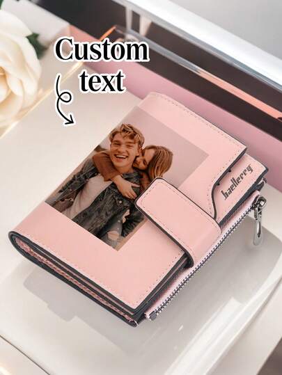 Personalized Photo Wallet For Women - Customized Printing And Photos, Made Of Luxury Synthetic Leather With Buckle Design, Multiple Card Slots And Floral Pattern, A Lovely And Fashionable Accessory For Mother's Day