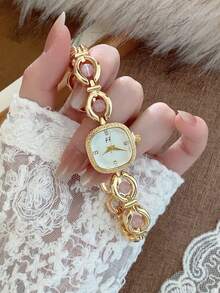 1件女款金色圓形石英手錶，優雅時尚，適合日常配戴，生日、畢業、派對及其他場合的完美禮物 - 金色 - 查看 10