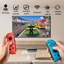 GAMINJA For Switch Joy-Con 無線遊戲控制器，RGB 燈光、震動、鮮豔燈光、動作感應、藍牙、3D 搖桿控制、無漂移，適用於 Switch 遊戲主機 L/R 控制器，附喚醒截圖功能 - 查看 4