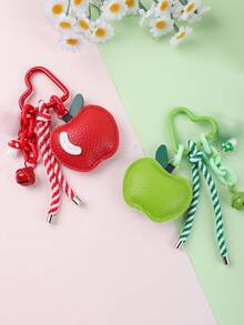 1pc Apple Cute PU Braided Rope, Mushroom, Bell, TEACH Letter, Heart Keychain, Backpack, Car Key Chain Accessory, Teacher's Day Gift Gifts For Mother, Father, Graduation, And Teacher - Multicolor - View 7