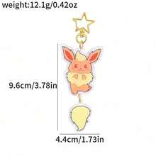 pokemon Móc khóa acrylic hình thú dễ thương có đuôi đung đưa, dây xích rời, khóa hình ngôi sao vàng, mặt dây chuyền phong cách anime, quà tặng sưu tầm. - Nhiều màu - Xem 13