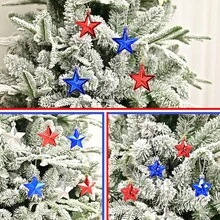 6pcs Patriotic Star Pendant, Red Blue Silver Pentagram Pendant, Independence Day Theme Decoration, American Style Party Decoration, Bright Star Pendant, Festival Atmosphere Decoration, DIY Tree Pendant, Party Supplies, Suitable For Home Wall, Window And Ceiling Decoration, Summer Celebration Event Decoration, Indoor And Outdoor Party Photography Props - Multicolor-a - View 9