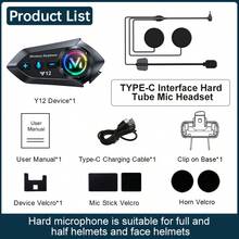 Motorcycle Helmet Headset Wireless Hands-Free Call Music Player Speaker FM Radio, Soft Mic And Hard Mic Two Styles Available Y12 - Y12-hard - View 10