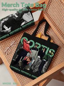 2pcs CORTI/S CRT Canvas Bags, Double-Sided CORTI Green & Red Printed, Durable Canvas, Large Capacity Reusable Tote Bags, Suitable For COER Fans Daily Commute And Shopping, Designed For JAMES/JUHOON/KEONHO/SEONGHYEON/Park Woo-Joo "COLOR OUTSIDE THE LINES GREEN RED What You Want GO!" CORTI/S Debut K-Pop 5th Gen Boy Group - Multicolor - View 7