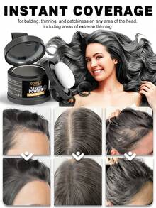 Goiple 5g/0.18oz Grayish Brown Hairline Powder, Waterproof And Sweat-Proof, Conceals Gray Roots, Eyebrow Powder, Used For Filling Sparse Hairline, Comes With Soft Sponge Puff, Fiber Powder For Sparse Hair And Areas, Includes Mirror, Hair Dye And Makeup Tools - Ash Brown - View 8