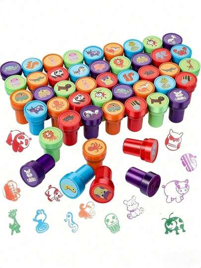 Bộ tem mini hình động vật hoạt hình dễ thương gồm 6/12/24/36 chiếc, tự động đóng mực, dễ cầm nắm, mực có thể giặt sạch, thích hợp cho các dự án DIY và quà tặng tiệc tùng (Ngẫu nhiên)