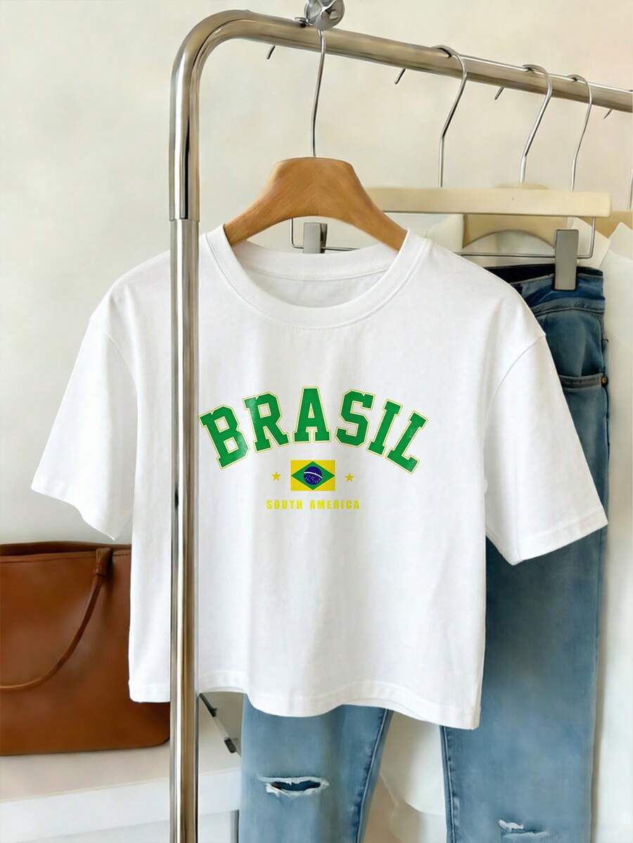 Women's Printed Sports T-Shirt - White - View 1