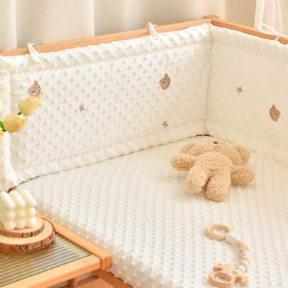 1 thanh chắn cũi liền khối cho bé, tấm đệm bảo vệ cho giường trẻ nhỏ, hàng rào an toàn thêu hình động vật, đệm lót cho trẻ sơ sinh, tấm phủ bảo vệ cũi, bảo vệ toàn diện cho trẻ sơ sinh, tấm chắn an toàn và vải bọc thanh chắn cũi đa năng.