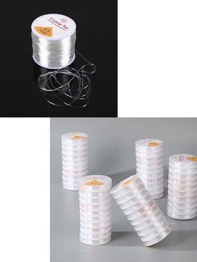 1 Roll Transparent Elastic Rubber Cord, 0.5-1.0mm Stretch Line, Suitable For DIY Beaded Bracelets And Jewelry Making, Elastic Beading Thread, Crystal Elastic Cord For DIY, Wear-Resistant Craft Line, Transparent White Beaded Bracelet Cord, High Elasticity Stretch Line