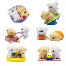 6pcs/Set Cute Line Art Puppy Happy Series Figurines, Collectible Toys, Desk Decor, Claw Machine Prizes, Gifts - Multicolor - View 8