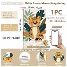 1幅装裱帆布墙画，豹子、大猩猩和犀牛主题海报，非洲丛林动物印花，儿童房、婴儿房、波西米亚风格婴儿房装饰画，墙面装饰，生日礼物，派对装饰，游戏室艺术，新生儿礼物 - 彩色 - 查看 23