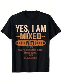 Camiseta Casual con Estampado de Pesca para Hombre| Cuello Redondo, Ligeramente Elástico, Tejido de Punto, Ropa de Verano, Talla Grande, Manga Corta, Corte Holgado, Estampado Geométrico, Estampado de Alfabeto - Negro - Ver 6