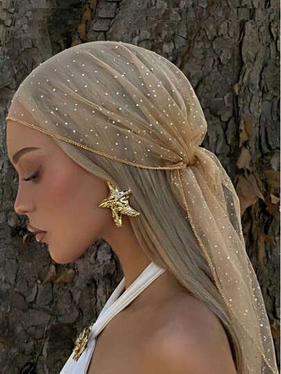 1 chiếc khăn trùm đầu nữ thời trang mùa xuân 2026 màu trơn thêu đính đá, chất liệu lụa, kiểu dáng thanh lịch và đơn giản, thoải mái và đa năng, phù hợp sử dụng hàng ngày, quanh năm.