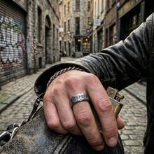 Titanium Steel Vintage Rune Ring For Men - Multicolor - View 3