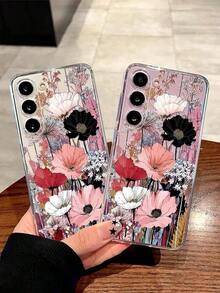1 Piece Soft Phone Case With Artistic Floral Pattern, Compatible With Huawei Honor, Compatible With Redmi, Compatible With Galaxy A04e/12/A13/A14/A34/A50/A52/A53/A54/S21/S22/S23/S24/S25/S25Ultra/S25FE/S26/S26 PLUS/S26 ULTRA/S26 EDGE, 6A/7A/8A, 12T/13T/15T/15T Pro, International Version, Not The Domestic Version - 透明 5 - 查看 5