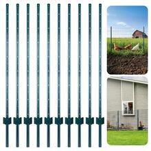 Minifactory Green Metal Fence Posts 4FT & 5FT, 10 Pack Rust-Resistant Steel U Posts For Wire Fencing, Chicken Coops, Yard Borders, No Dig Design - 4ft - View 5