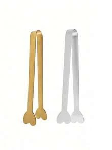 3pcs/2pcs/1pc Stainless Steel Heart-Shaped Square Christmas Candy Clips, Candy Snack Holder, Party Gathering Small Utensils, Wedding Tableware, Dessert Spoon, Coffee Spoon, Summer Ice Tongs, Suitable For Family Gatherings, Birthdays, Weddings, Christmas, Mother's Day, Father's Day, Graduation Season, Back To School Season, Valentine's Day - Multicolor - View 4
