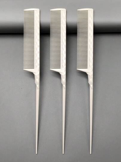 3pcs Pointed Tail Comb Set, Hairstylist & Makeup Artist Use, Elegant Design Pointed Tail Comb, Rat Tail Comb Set, High Hardness Heat Resistant Comb, Suitable For Wedding Makeup, Hairstyling, Teasing, Salon, Makeup Artist, Home & Travel Essential Comb