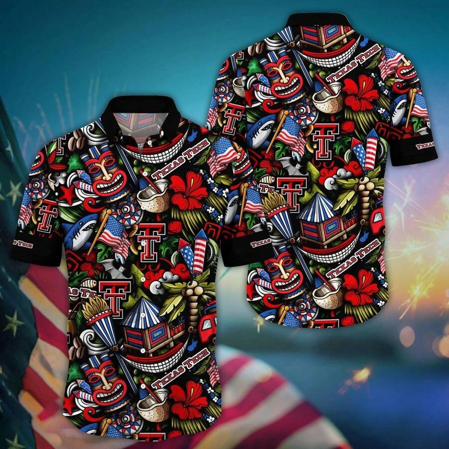 Texas Tech Red Raider Flower Hawaii Shirt For Fans Style 24 - Multicolor - View 1
