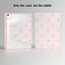 1 pieza Funda con tapa abatible para tableta con ranura para bolígrafo, diseño de lazo rosa, soporte giratorio 360°, portabolígrafos incorporado, funda de piel sintética con función de suspensión/activación automática, compatible con Huawei///Apple/ y otros modelos populares, adecuado para volver a la escuela, el Día de San Valentín, regalos festivos - Multicolor - Ver 4
