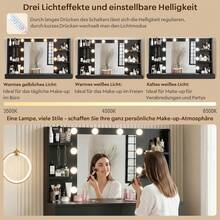 Devoko Large Dressing Table With Adjustable LED Lighting, Mirrored Dressing Table, With 7 Drawers, 4 Open Shelves And 2 Power Outlets, Suitable For Bedrooms, White - View 9
