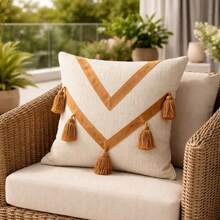 Cotton Macrame Cushion Cover - Caramel/Chocolate Color - 45cm X 45cm - Caramel 4 - View 8