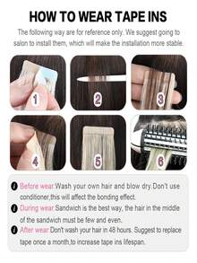 10Pcs/Pack Silky Seamless Mini Tape In Hair Extensions For Women, 22 Inch High-Quality Long Straight Synthetic Hair Tape In Extensions Seamless Skin Weft,#1B Black Tape In Hair Extensions - Multicolor - View 8