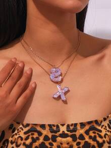 1 chiếc vòng cổ chữ đính sequin thời trang, đa năng, vòng cổ choker đeo hàng ngày dành cho nữ. - Nhiều màu - Xem 3