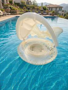 Transparent Butterfly-Shaped Inflatable Swimming Ring With Detachable Sunshade, Swimming Pool Seat, Outdoor Water Toy, Pool Float - Multicolor - View 4