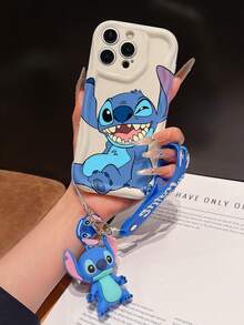 Disney Has Authorized, Phone Case - Chain Set, The Stitch Lilo & Stitch Phone Case Plus A Silicone 3D Or Fluffy Style Stitch Bracelet With Metallic Ring Removable Bracelet, Stitch And Angel Pattern, Compatible With Iphone 17/16/15/14/13/12/11/XS/XR/X Plus Pro Max, Wavy Design Phone Case For Girl, A Stylish Cartoon Summer Phone Case, The Perfect Gift Choice, Phone Protection, Durable Phone Cover, Great Gift For Friends And Family - Màu trắng kiểu A - Xem 6