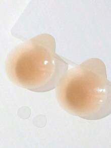 1 Pair Seamless Self-Adhesive Anti-Friction Washable Nipple Covers, Suitable For Swimwear, Clothing Coverage, Camisoles, Beach, Hot Springs, Travel - Apricot - View 2