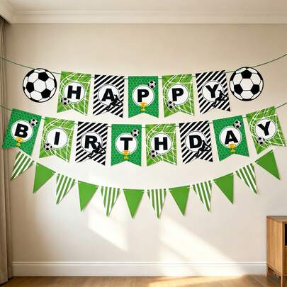 1 Set/2 Sets Football Theme Birthday Party Decorations, Football Happy Birthday Banner & Flags