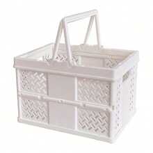 1 pieza Caja de almacenamiento de plástico plegable con asa, contenedor de almacenamiento de plástico ahorrador de espacio para oficina, hogar, cocina, dormitorio (sin herramientas requeridas) - Multicolor - Ver 7