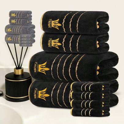 4pcs Towel Set | Minimalist Modern Elegant Design, Made Of Polyester Fiber, Super Soft, Ideal Decorative Accessory For Bathroom, Home, Hotel, Holiday Gifts And More