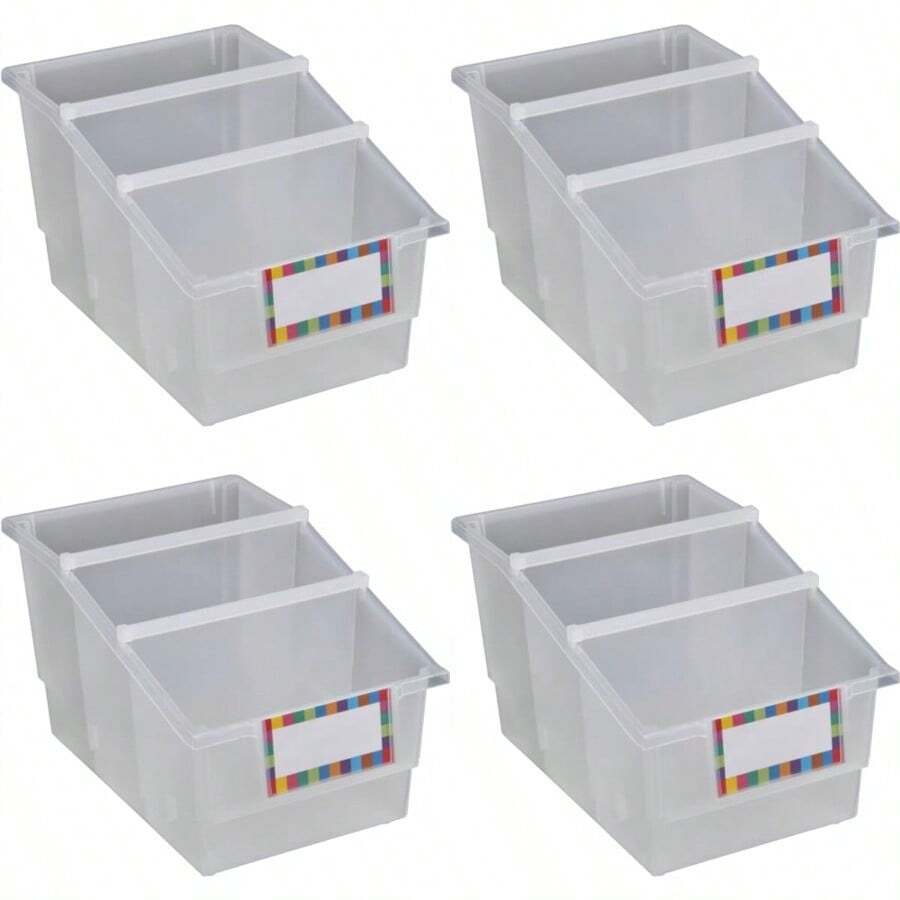 Really Good Stuff Pequeño Libro y carpeta labeled Organizar Bin - 4 Pack - Single colores Transparente - transparente - Ver 1