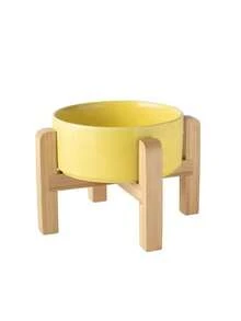 Elevated Ceramic Dog Bowl With Bamboo Stand, Non-Slip Raised Pet Feeder, Neck Protection Food & Water Bowl For Large Dogs - 400ml - View 7