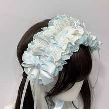 1pc Gothic Angel Wings Heavy Lace Lolita Hairband, Japanese Soft Girl Versatile Hair Accessory, Atmospheric Headdress For Cosplay - 淺藍色 - 查看 8
