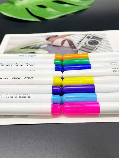 2支/套缝纫记号笔，8种颜色可选：浅蓝、蓝、绿、橙、粉、紫、白、黄，适用于制版、里布、扣眼定位、绗缝设计和十字绣网格标记。