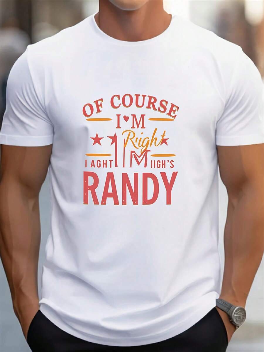 Camiseta Gráfica Retro de Randy para Hombre - Manga Corta, Cuello Redondo, con la Cara de Randy, Tejido Ligero de Elasticidad Media, Apta para Todas las Temporadas, para Uso Diario y Atuendos Casuales (Lavable a Máquina) - Blanco - Ver 1