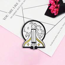 1 Ghim cài áo hoạt hình Anime hình tàu vũ trụ Mặt Trăng, ghim cài áo tráng men cá nhân hóa, phụ kiện trang sức, huy hiệu kim loại, quà tặng ngày lễ - Một kích thước - Xem 8