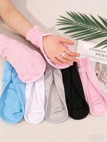 1 Pair Horseshoe-Shaped Ice Silk Gloves, Non-Slip Breathable Thin Full Finger Gloves, Suitable For Men And Women Outdoor Cycling, UV Protection, Ice Silk Arm Sleeves,Festival,Camping - Multicolor - View 5