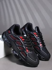 Giày nam thời trang thường ngày, giày thể thao nam cổ điển, giày chạy bộ buộc dây, giày sneaker nam cá tính, giày casual đường phố. - Đen và Đỏ - Xem 5