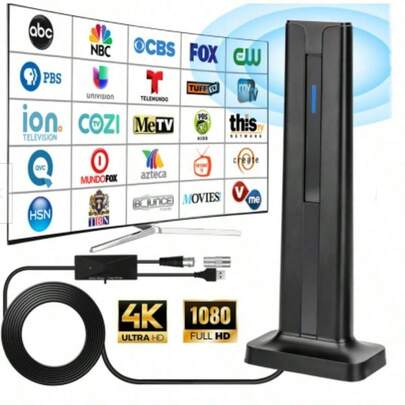 Digital HD TV Antenna Indoor, 4K 1080P Long Range, High-Quality Signal For Home Entertainment