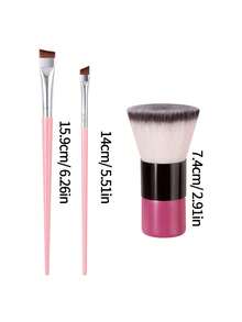 3件套精准化妆刷套装 - 斜角眉笔/眼线笔双头刷、蓬松腮红粉刷，柔软合成纤维，温和亲肤，适合新手日常化妆 - 彩色 - 查看 11